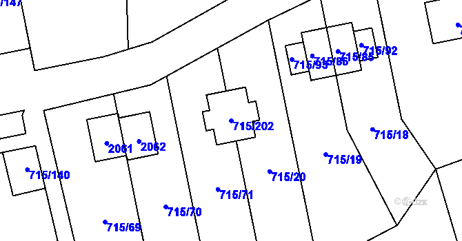 Parcela st. 715/202 v KÚ Loket, Katastrální mapa