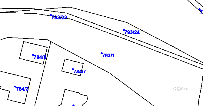 Parcela st. 793/1 v KÚ Loket, Katastrální mapa
