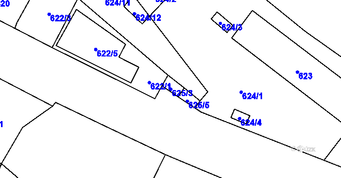 Parcela st. 625/3 v KÚ Loket, Katastrální mapa