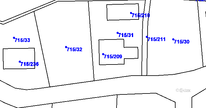 Parcela st. 715/209 v KÚ Loket, Katastrální mapa