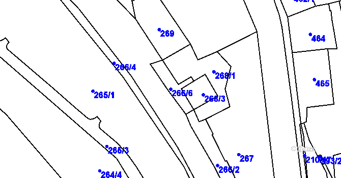 Parcela st. 266/6 v KÚ Loket, Katastrální mapa