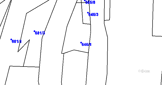 Parcela st. 646/1 v KÚ Loket, Katastrální mapa