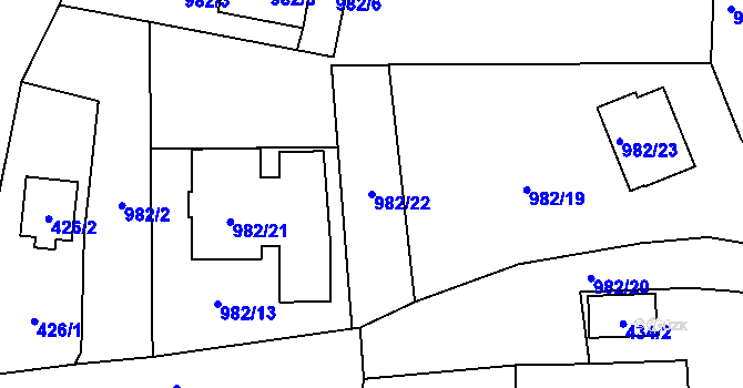 Parcela st. 982/22 v KÚ Loket, Katastrální mapa