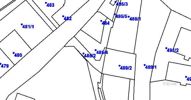 Parcela st. 485/4 v KÚ Loket, Katastrální mapa