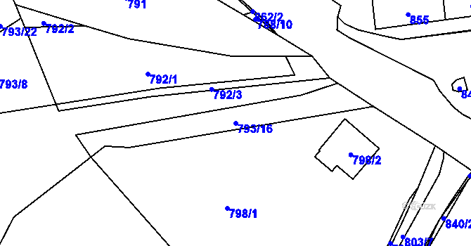 Parcela st. 793/16 v KÚ Loket, Katastrální mapa