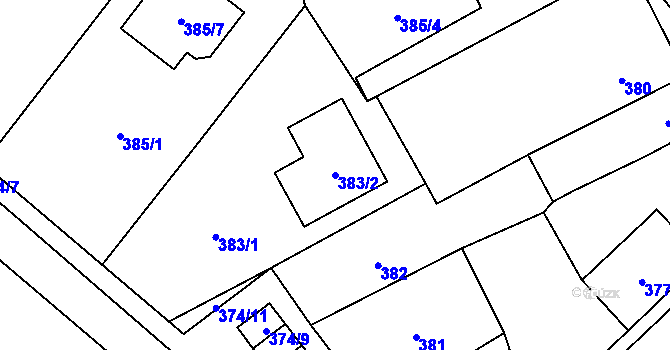 Parcela st. 383/2 v KÚ Loket, Katastrální mapa