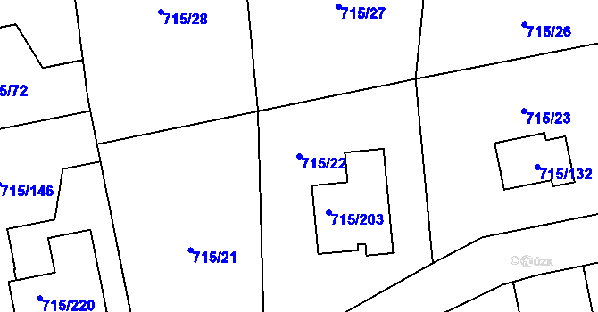 Parcela st. 715/22 v KÚ Loket, Katastrální mapa