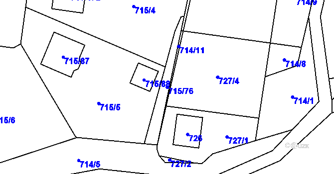 Parcela st. 715/76 v KÚ Loket, Katastrální mapa