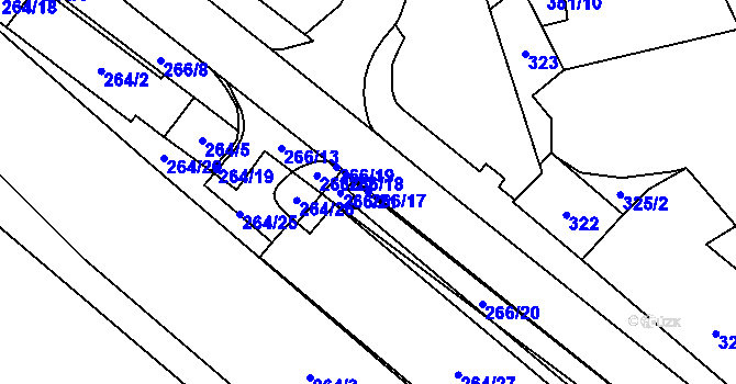 Parcela st. 266/17 v KÚ Loket, Katastrální mapa