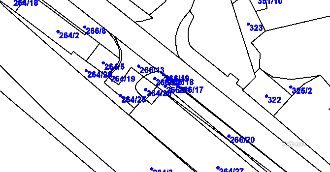 Parcela st. 266/21 v KÚ Loket, Katastrální mapa