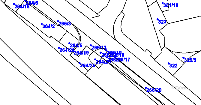 Parcela st. 266/22 v KÚ Loket, Katastrální mapa