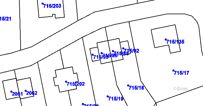 Parcela st. 715/86 v KÚ Loket, Katastrální mapa