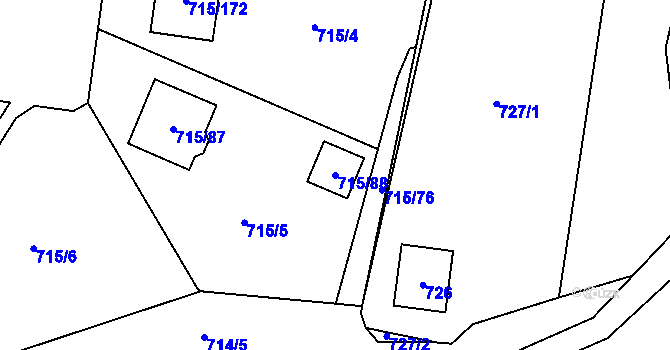 Parcela st. 715/88 v KÚ Loket, Katastrální mapa