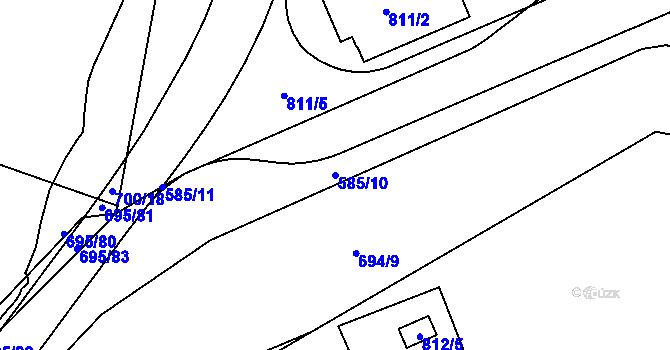 Parcela st. 585/10 v KÚ Loket, Katastrální mapa