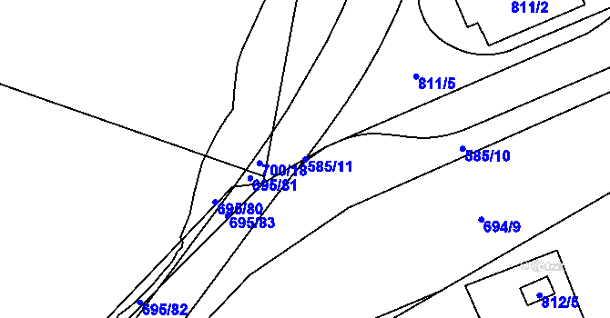 Parcela st. 585/11 v KÚ Loket, Katastrální mapa