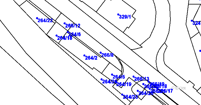 Parcela st. 266/8 v KÚ Loket, Katastrální mapa