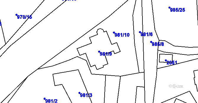 Parcela st. 981/9 v KÚ Loket, Katastrální mapa