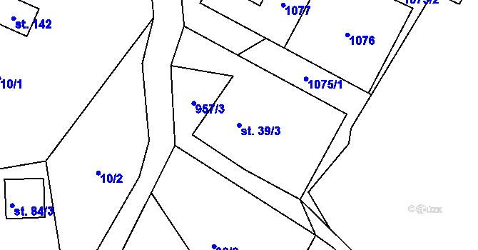 Parcela st. 39/3 v KÚ Nadlesí, Katastrální mapa