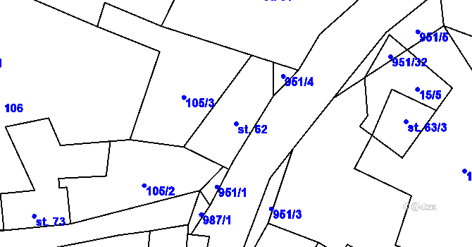 Parcela st. 62 v KÚ Nadlesí, Katastrální mapa