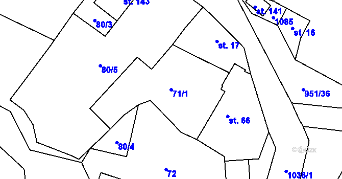 Parcela st. 71/1 v KÚ Nadlesí, Katastrální mapa