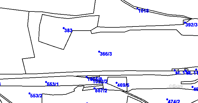 Parcela st. 366/3 v KÚ Nadlesí, Katastrální mapa