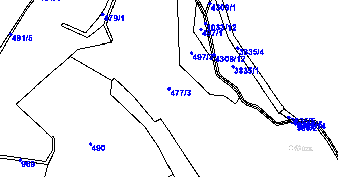 Parcela st. 477/3 v KÚ Nadlesí, Katastrální mapa