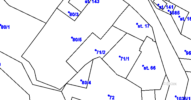 Parcela st. 71/2 v KÚ Nadlesí, Katastrální mapa