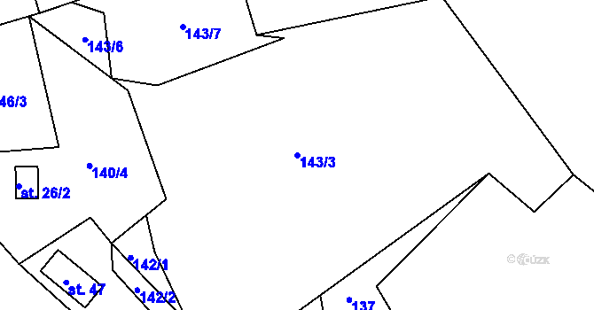 Parcela st. 143/3 v KÚ Údolí u Lokte, Katastrální mapa
