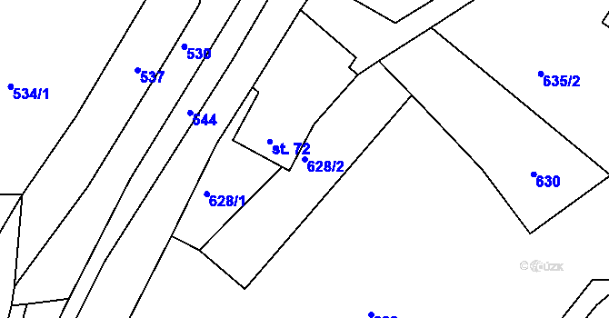 Parcela st. 628/2 v KÚ Údolí u Lokte, Katastrální mapa
