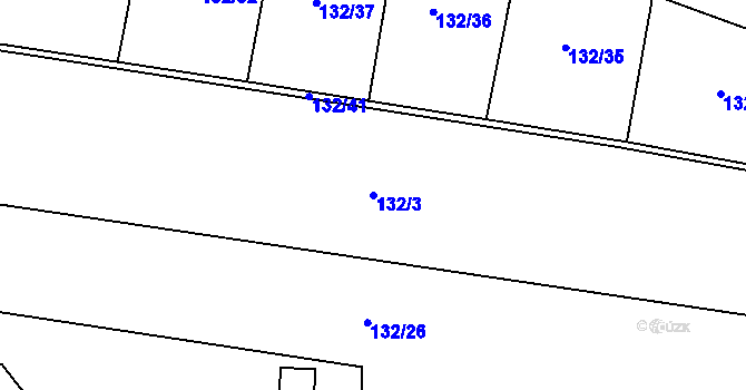 Parcela st. 132/3 v KÚ Lom u Blatné, Katastrální mapa