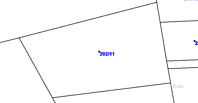 Parcela st. 202/11 v KÚ Lom u Blatné, Katastrální mapa