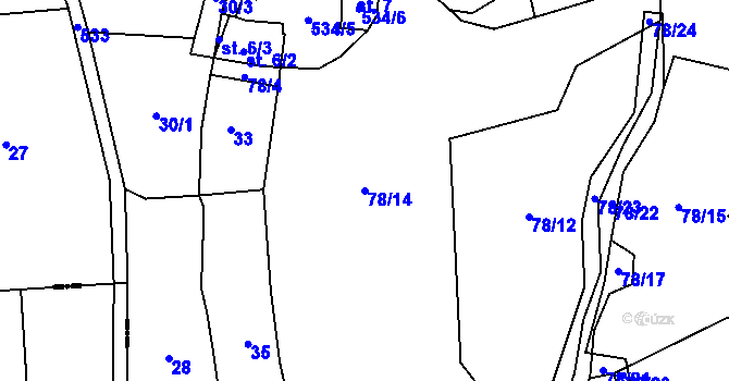 Parcela st. 78/14 v KÚ Lom u Blatné, Katastrální mapa