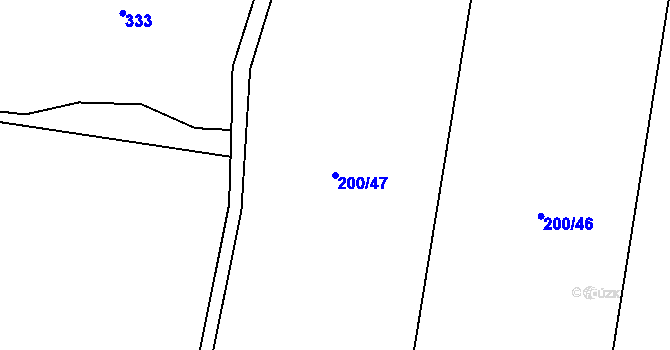 Parcela st. 200/47 v KÚ Lom u Blatné, Katastrální mapa