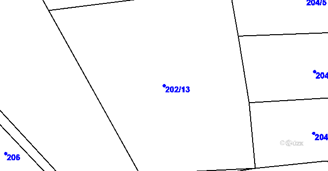 Parcela st. 202/13 v KÚ Lom u Blatné, Katastrální mapa