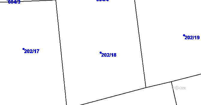 Parcela st. 202/18 v KÚ Lom u Blatné, Katastrální mapa