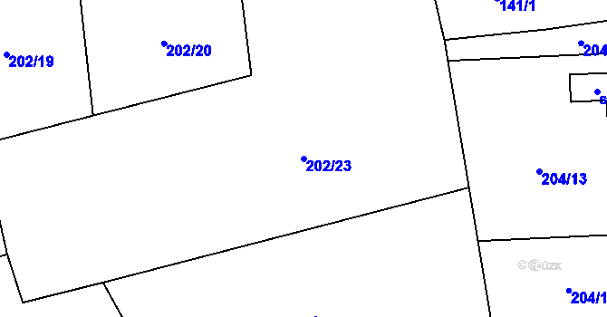 Parcela st. 202/23 v KÚ Lom u Blatné, Katastrální mapa