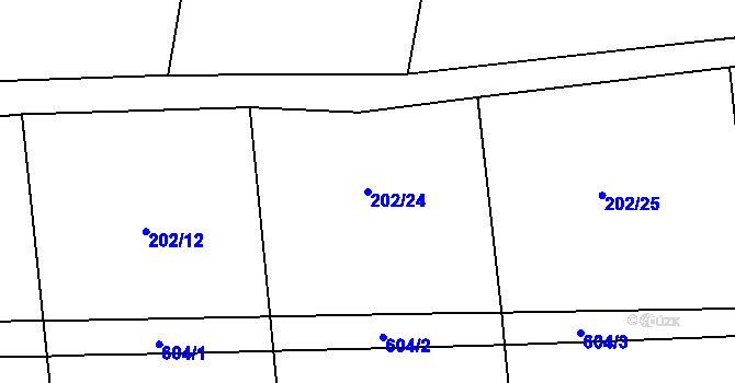 Parcela st. 202/24 v KÚ Lom u Blatné, Katastrální mapa