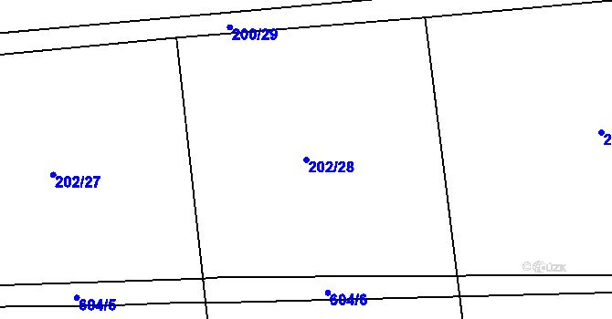 Parcela st. 202/28 v KÚ Lom u Blatné, Katastrální mapa