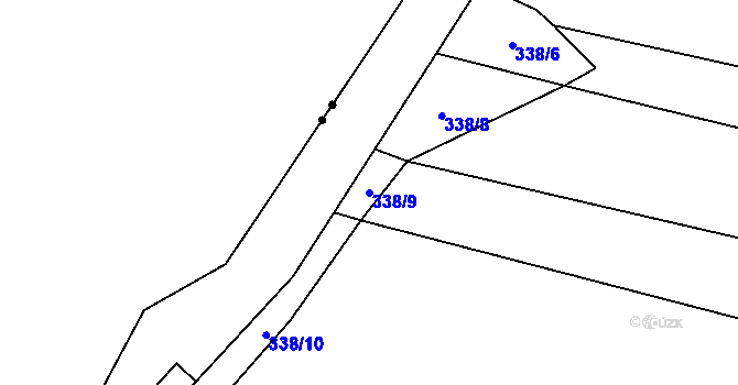 Parcela st. 338/9 v KÚ Lom u Blatné, Katastrální mapa