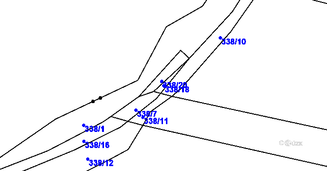 Parcela st. 338/18 v KÚ Lom u Blatné, Katastrální mapa