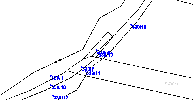 Parcela st. 338/20 v KÚ Lom u Blatné, Katastrální mapa