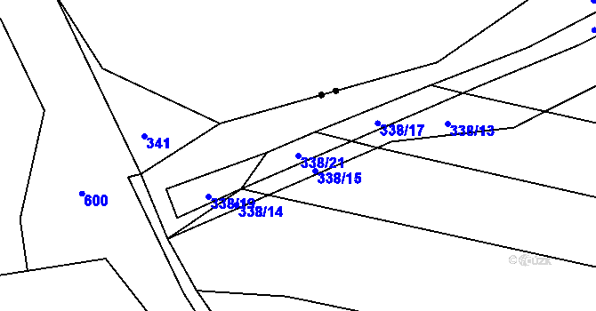 Parcela st. 338/21 v KÚ Lom u Blatné, Katastrální mapa