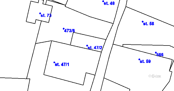 Parcela st. 47/2 v KÚ Míreč, Katastrální mapa