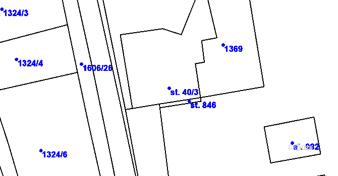 Parcela st. 40/3 v KÚ Lom u Mostu, Katastrální mapa