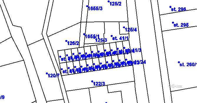 Parcela st. 41/7 v KÚ Lom u Mostu, Katastrální mapa