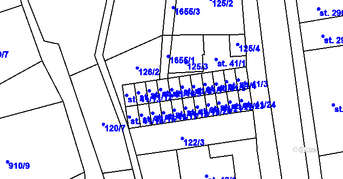 Parcela st. 41/9 v KÚ Lom u Mostu, Katastrální mapa