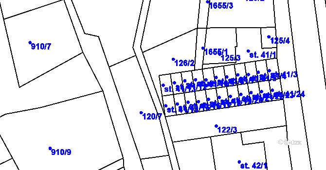 Parcela st. 41/13 v KÚ Lom u Mostu, Katastrální mapa