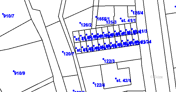 Parcela st. 41/16 v KÚ Lom u Mostu, Katastrální mapa