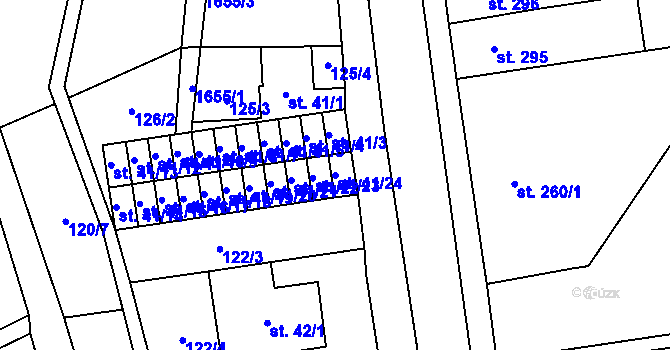 Parcela st. 41/24 v KÚ Lom u Mostu, Katastrální mapa