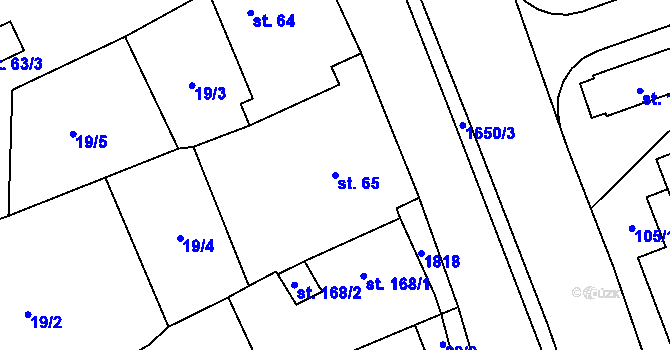 Parcela st. 65 v KÚ Lom u Mostu, Katastrální mapa